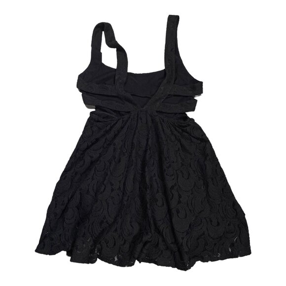 Free People Dress Womens 6 Black Lace V Back Sleeveless Mini TURN TIME BACK Y2K - Picture 3 of 16